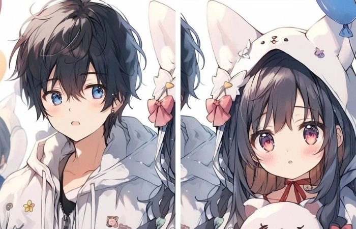 ảnh anime đôi cute ngọt ngào từng ánh mắt