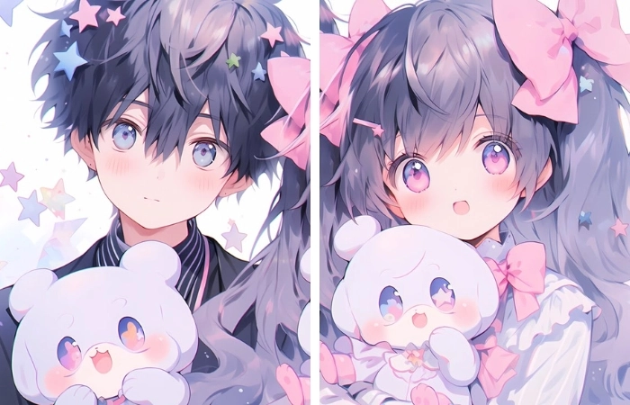 ảnh anime đôi nam nữ cute đáng yêu cho đôi bạn