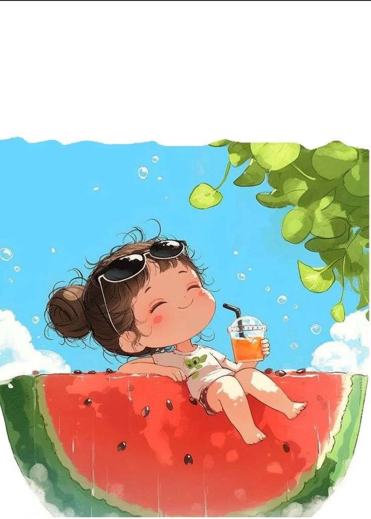 Sắc đỏ rạng rỡ với hình nền dưa hấu cute