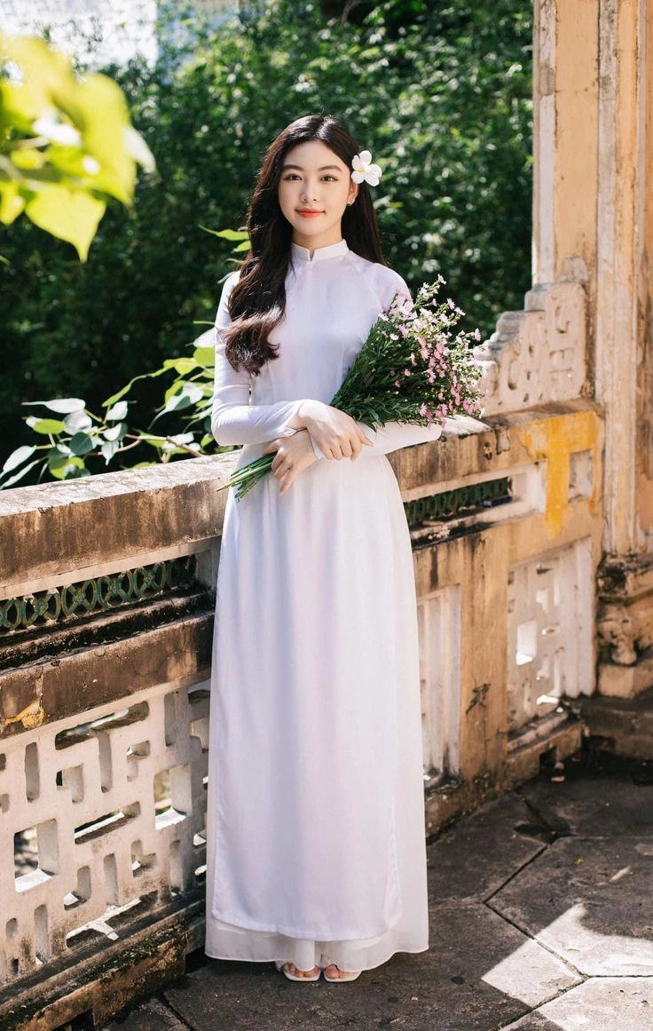 ảnh nữ sinh áo dài mang hương vị tuổi thơ