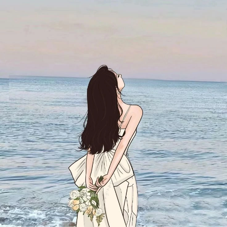 Hình ảnh cô gái tóc dài quay lưng dịu dàng