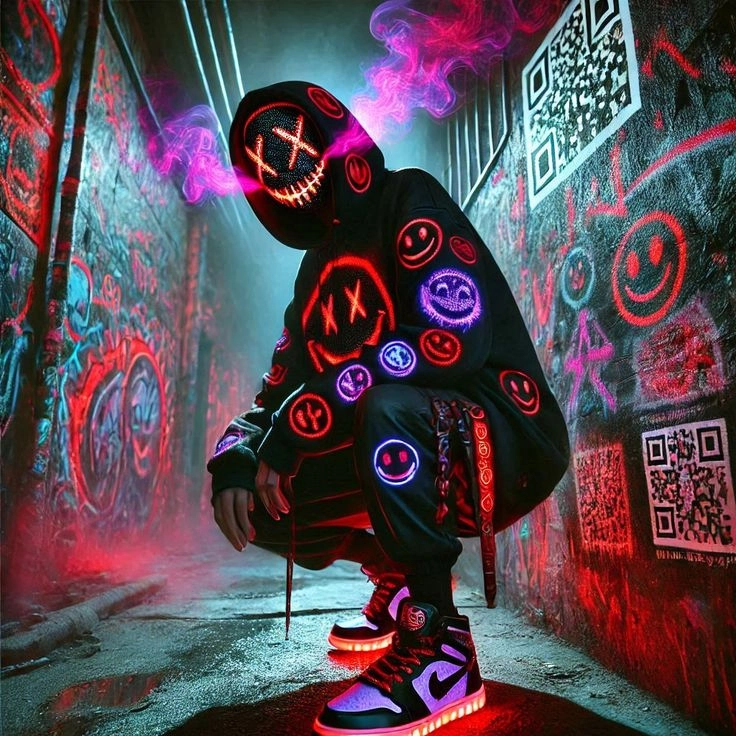 Ảnh hacker 3D với hiệu ứng ánh sáng ảo diệu và mạnh mẽ