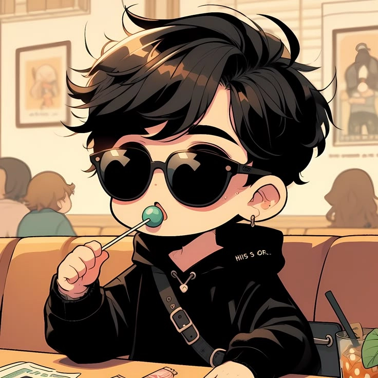 Chibi nam đeo kính mang vẻ tri thức nhưng vẫn đầy phong cách
