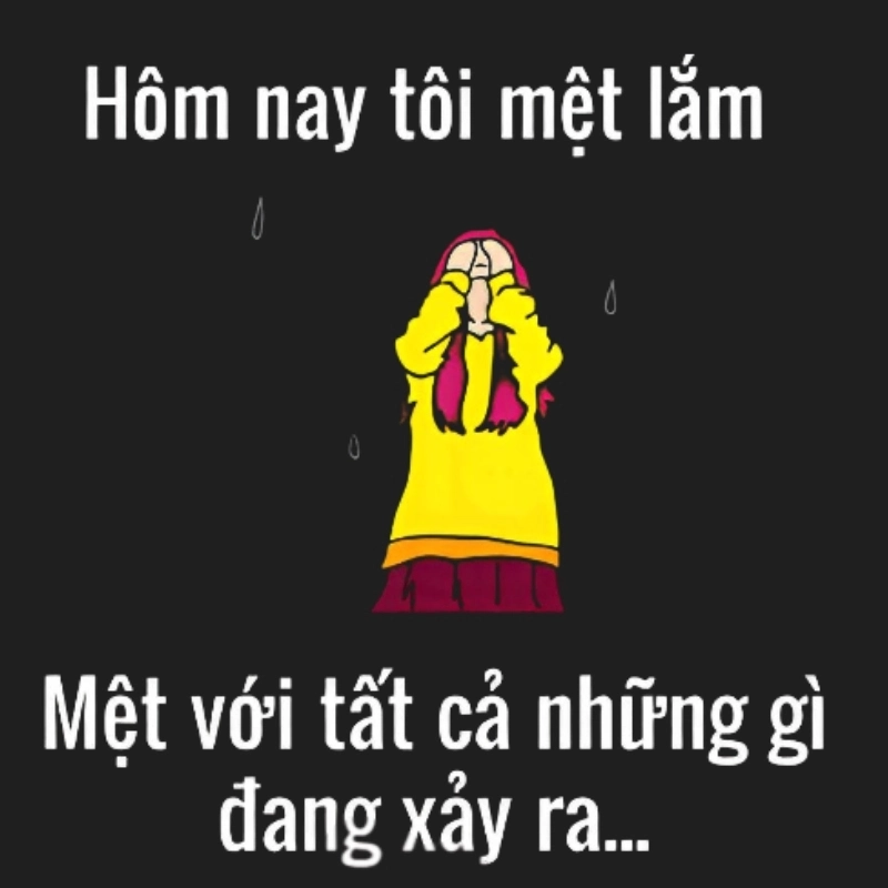 Meme tôi quá mệt mỏi rồi diễn đạt cảm giác mệt mỏi một cách hài hước