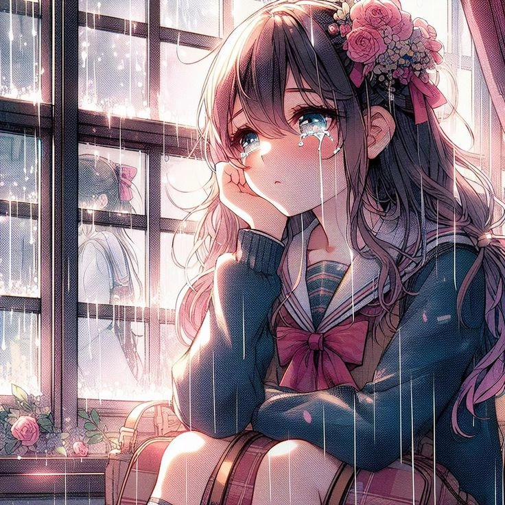 Ảnh anime nữ khóc thể hiện cảm xúc chân thật không lời
