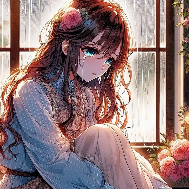 Hình ảnh anime buồn nữ khóc thể hiện nỗi lòng sâu thẳm của nhân vật nữ