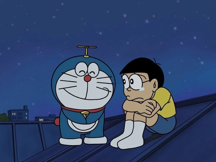 Nỗi buồn tuổi nhỏ trong ảnh nobita và doraemon buồn
