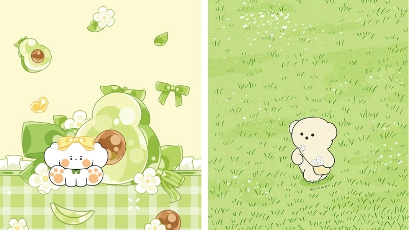 Cực dễ thương với hình ảnh cute màu xanh lá