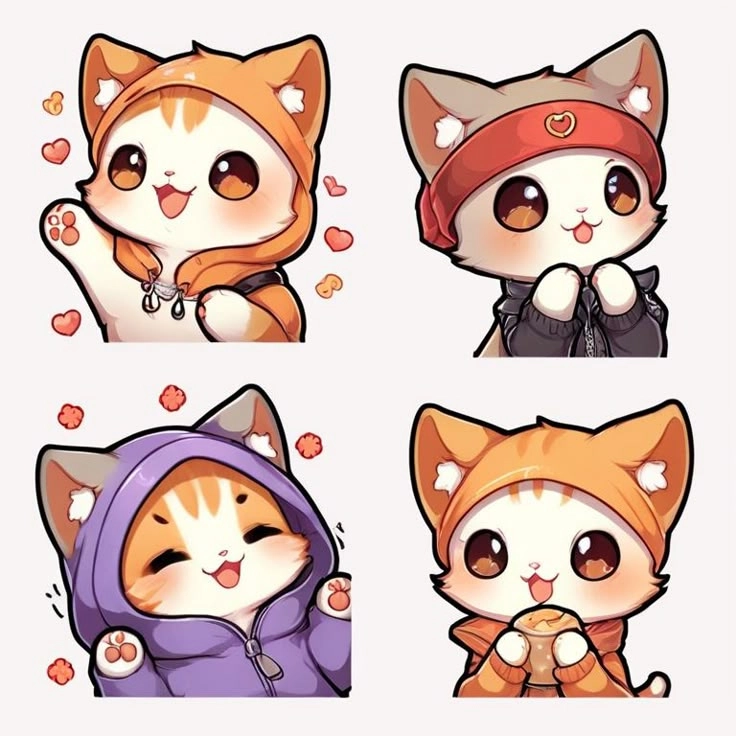 Avatar cute mèo chibi mập với hình dáng tròn trịa siêu dễ thương