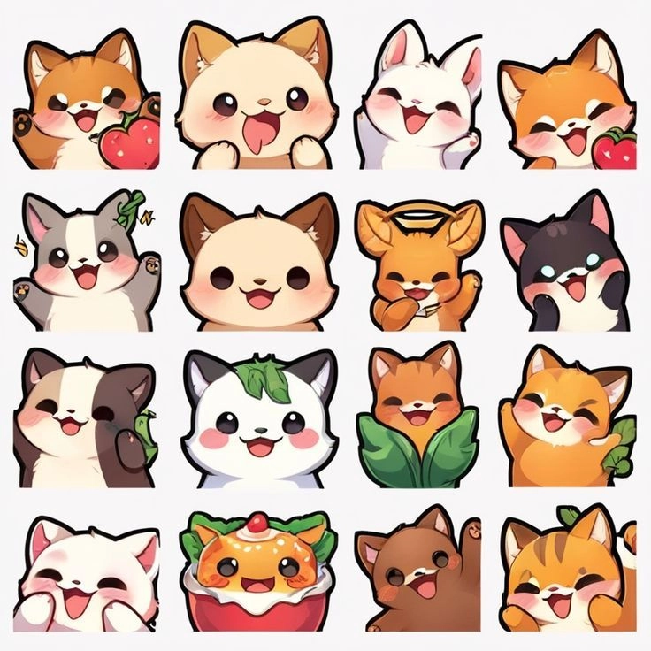 Avatar mèo chibi cute dễ thương với nhiều biểu cảm đáng yêu