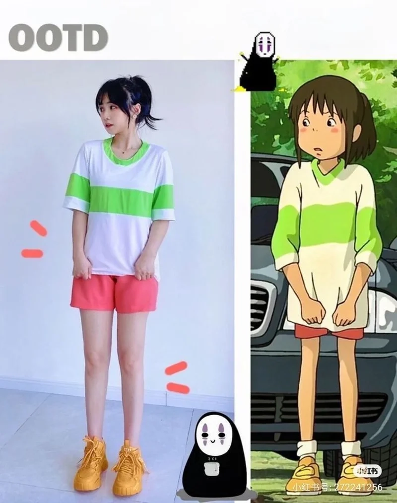 Chihiro cosplay costume mang sắc xanh biểu tượng