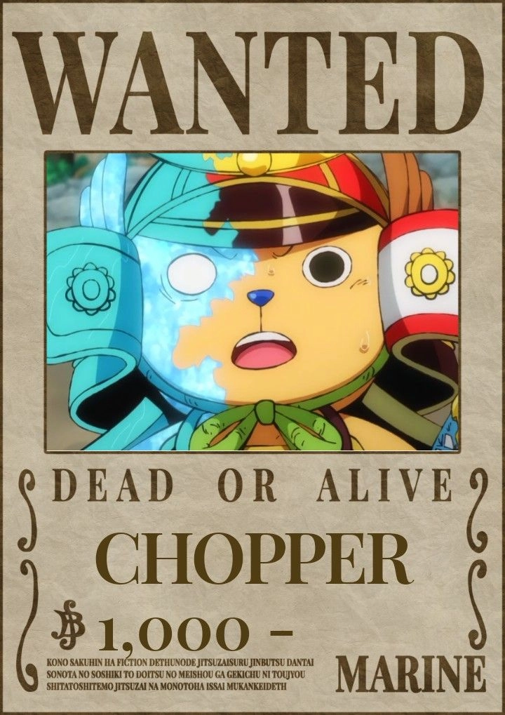 Chopper Bounty mức truy nã của Chopper tăng mạnh sau mỗi cuộc phiêu lưu