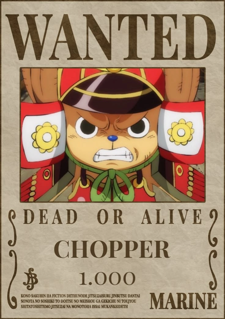 Bounty Chopper mức truy nã hiện tại là 50 triệu Belly trong One Piece
