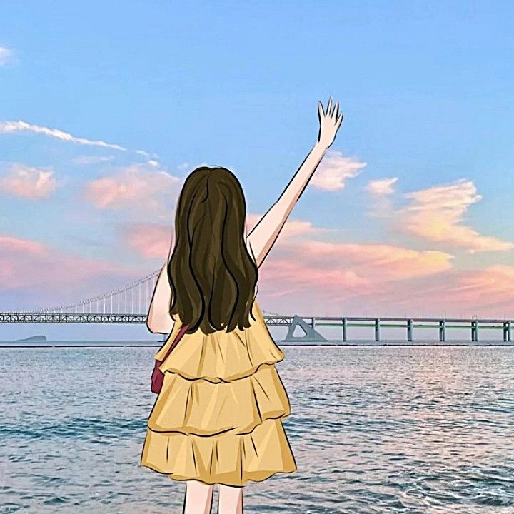 Cảnh cô gái buồn quay lưng trong gió