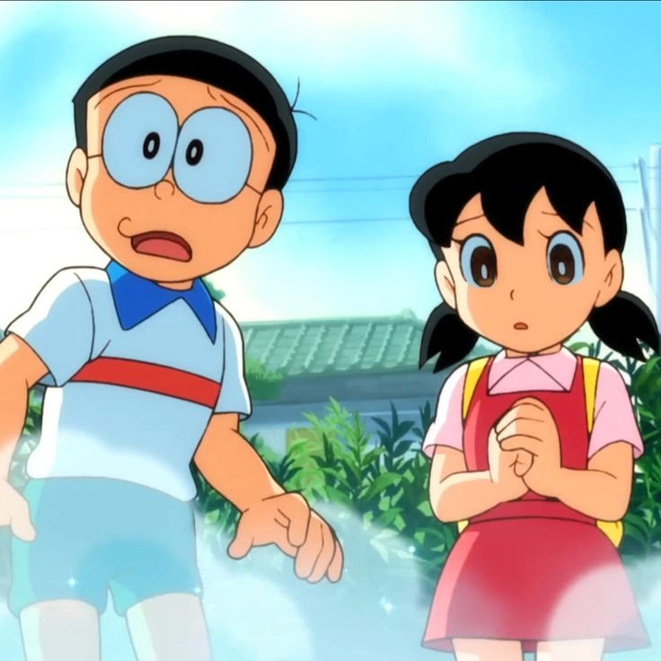 Một khung hình đáng nhớ với hình nobita và shizuka