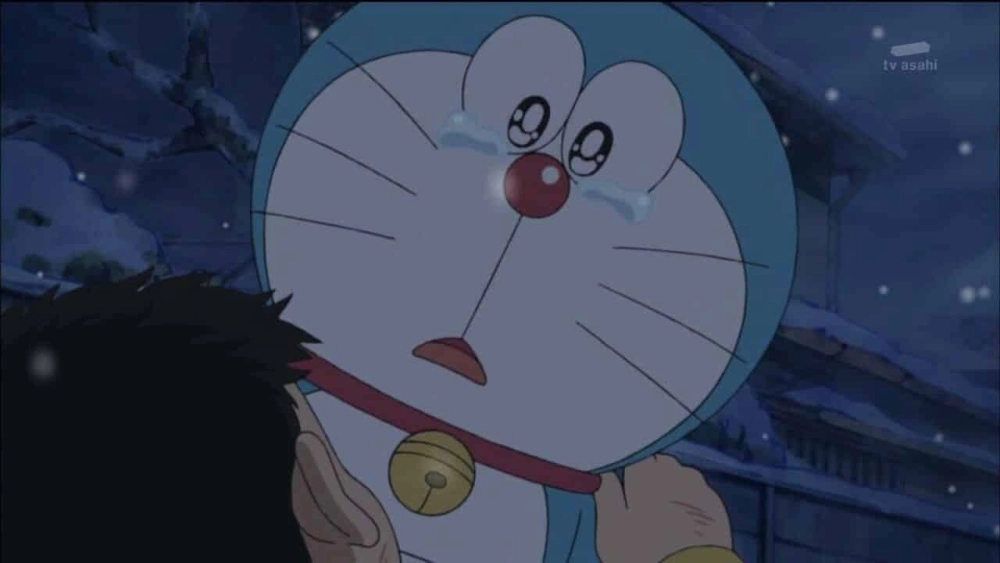 Hình ảnh Doraemon buồn khiến người xem cảm động