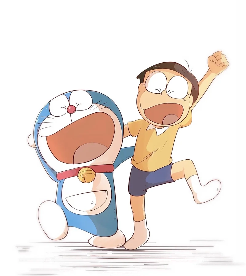 Hình ảnh của Doraemon và Nobita được chia sẻ rộng rãi trên mạng xã hội