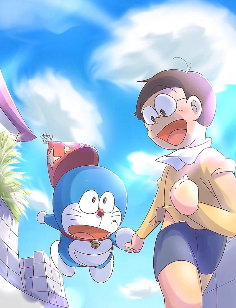 Hình của Doraemon và Nobita ghi lại những kỷ niệm tuổi thơ