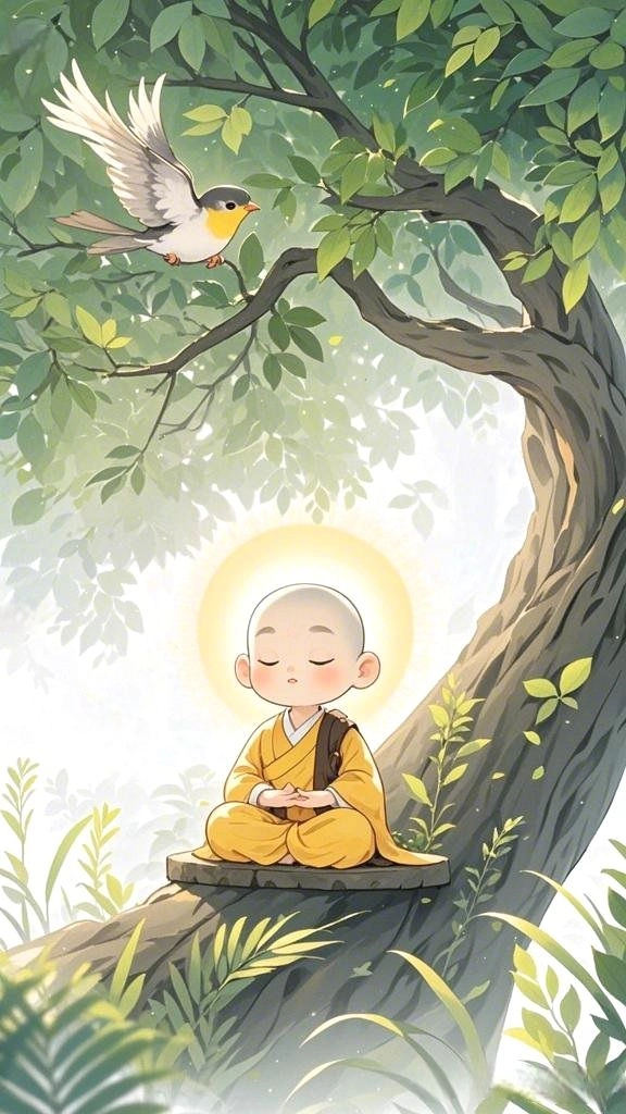 ảnh chú tiểu niệm phật mang lại cảm giác thanh thản