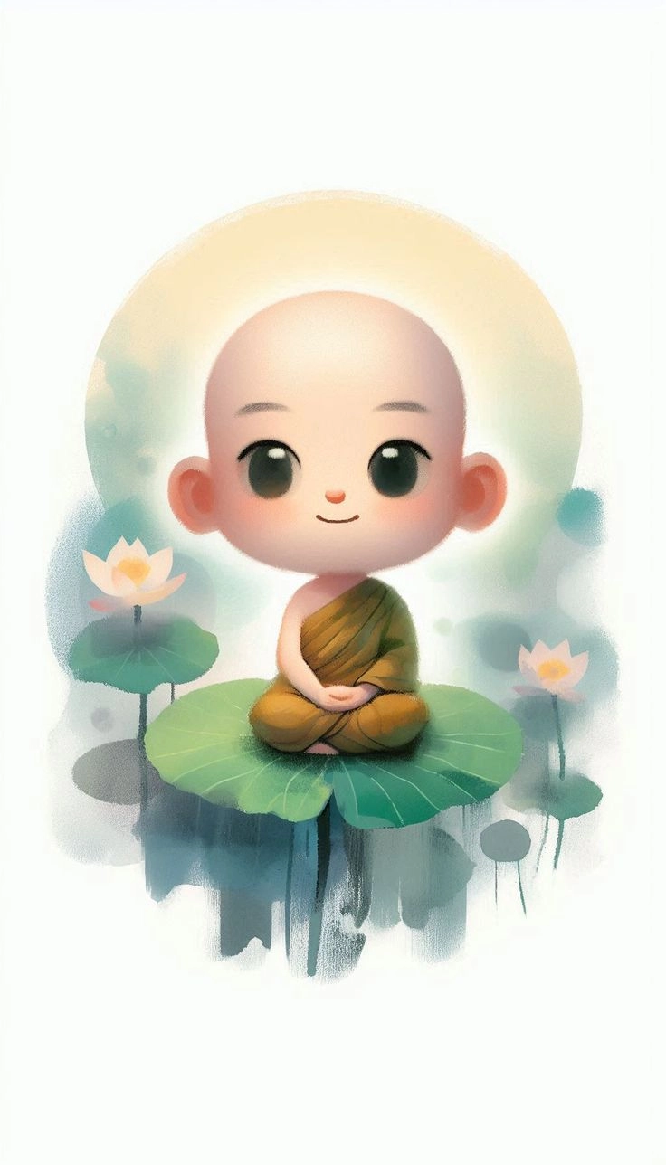 Ngắm bộ hình chú tiểu niệm phật đầy ý nghĩa và bình yên
