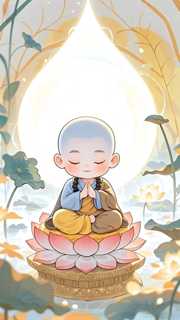 Bộ hình chú tiểu lạy phật mang lại sự bình an trong tâm hồn