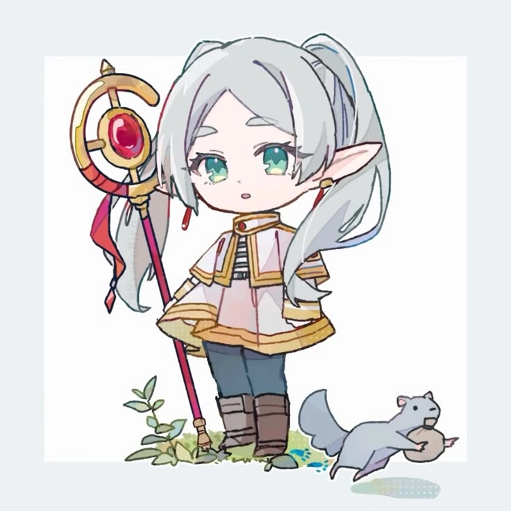 Frieren chibi png tiện dùng làm icon hoặc sticker cá nhân