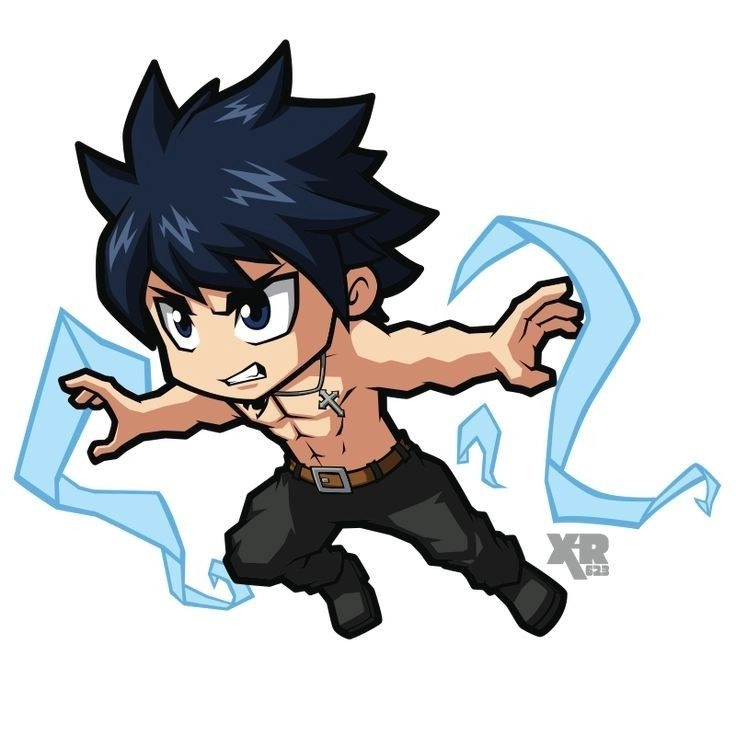 Gray Fullbuster chibi đáng yêu với biểu cảm lạnh lùng