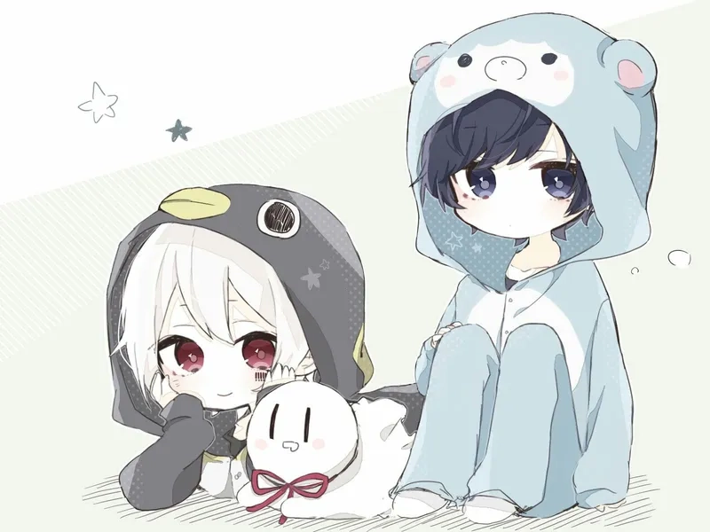 Cài đặt ngay bộ hình nền chibi cặp siêu đáng yêu