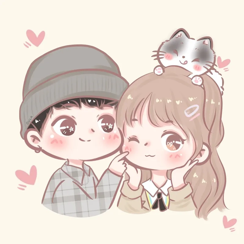 Không thể thiếu trong máy bạn là hình nền cặp đôi chibi cute