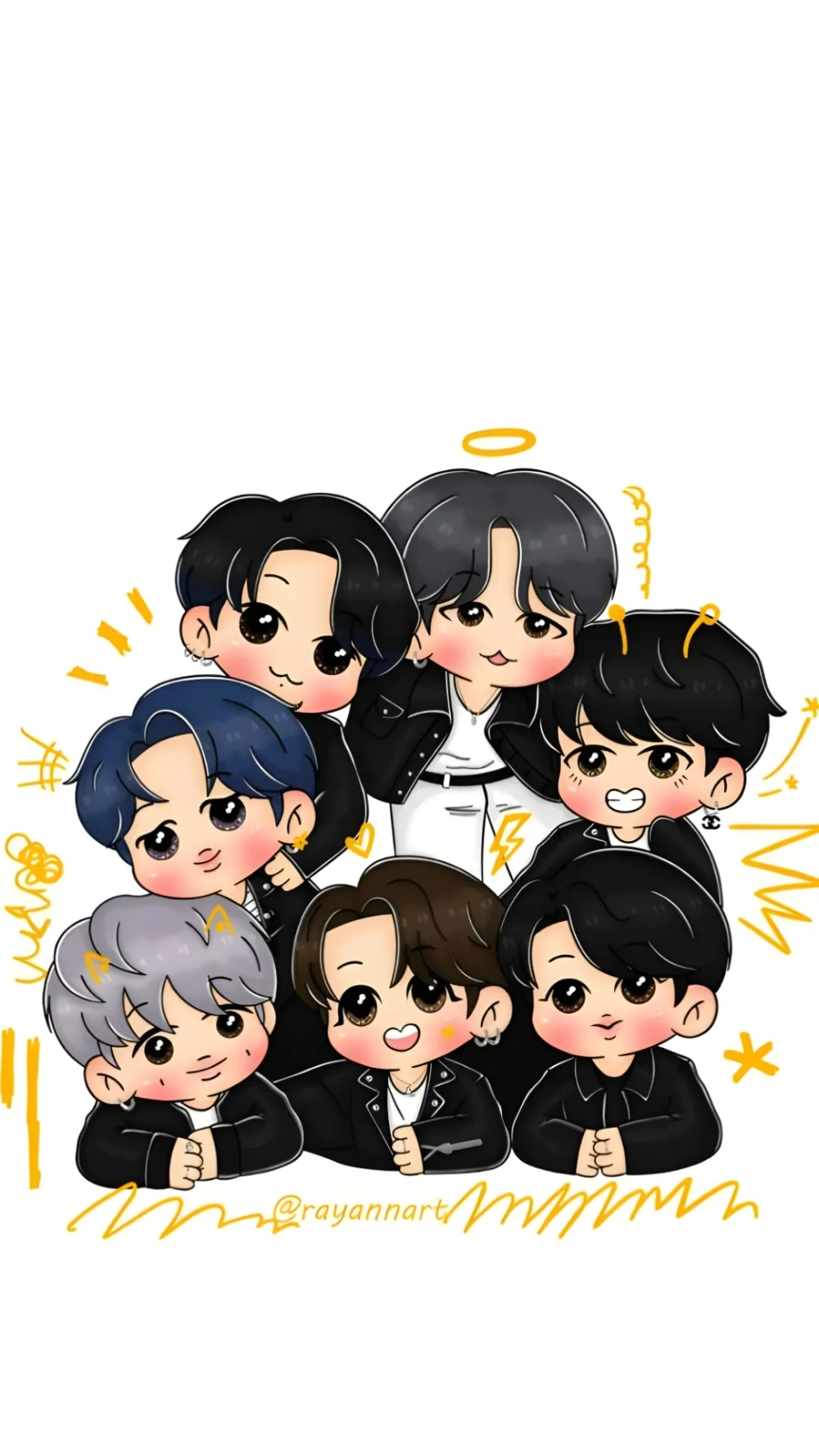 Chibi siêu đáng yêu với hình nền điện thoại BTS chibi