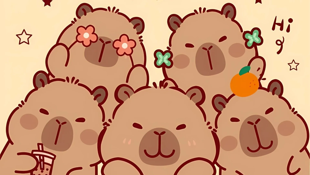 Mang sự dễ thương vào màn hình của bạn với hình nền máy tính Capybara cute