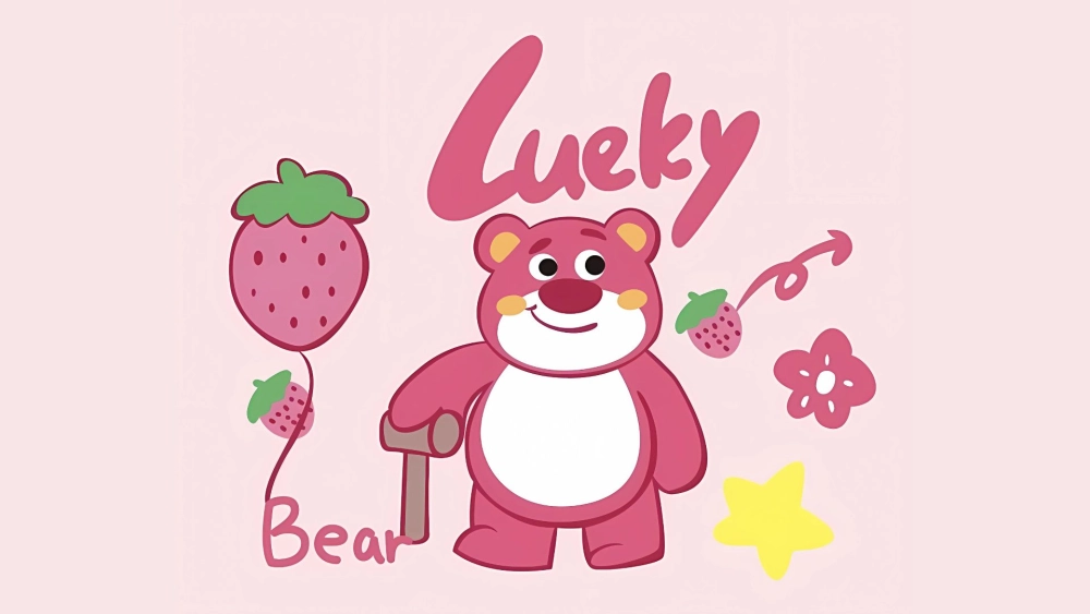 Hình nền gấu dâu cute máy tính cho ngày mới