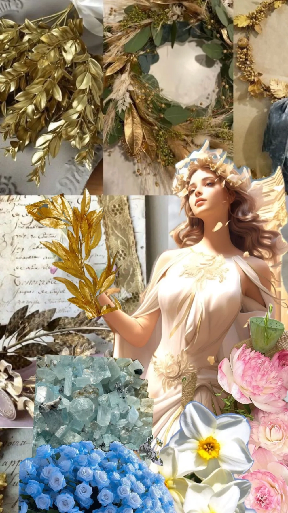 Biểu tượng sắc đẹp Hy Lạp qua hình nền nữ thần Aphrodite đứng trên vỏ sò