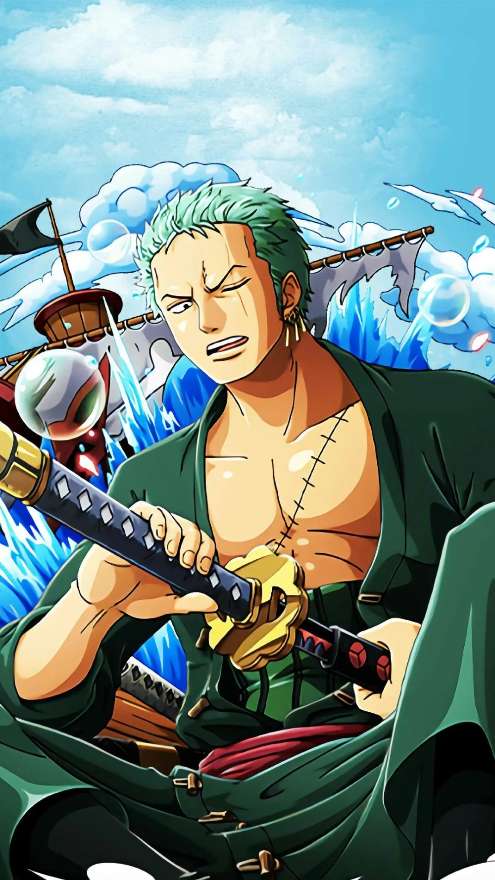 Phong cách kiếm sĩ với hình nền Zoro ngầu đậm chất One Piece