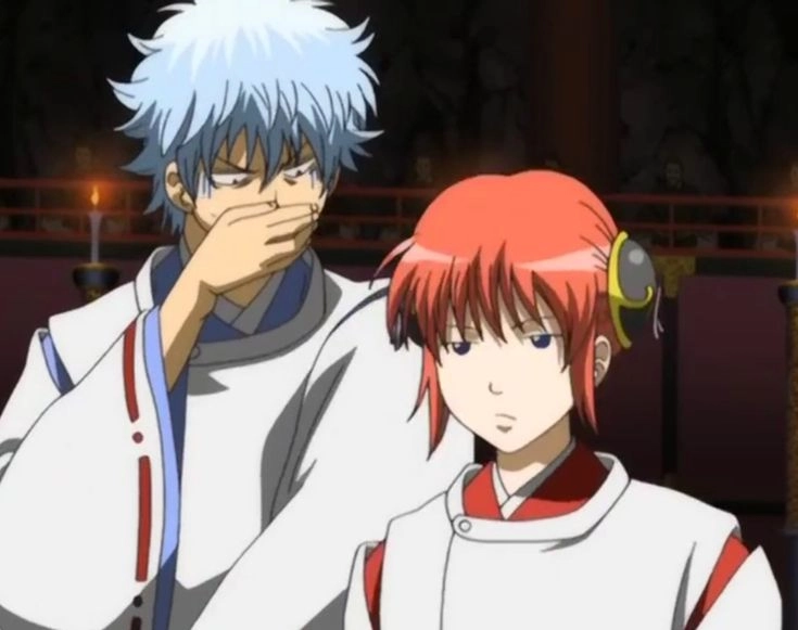 Kagura and Gintoki thể hiện tình thân và sự bảo vệ lẫn nhau