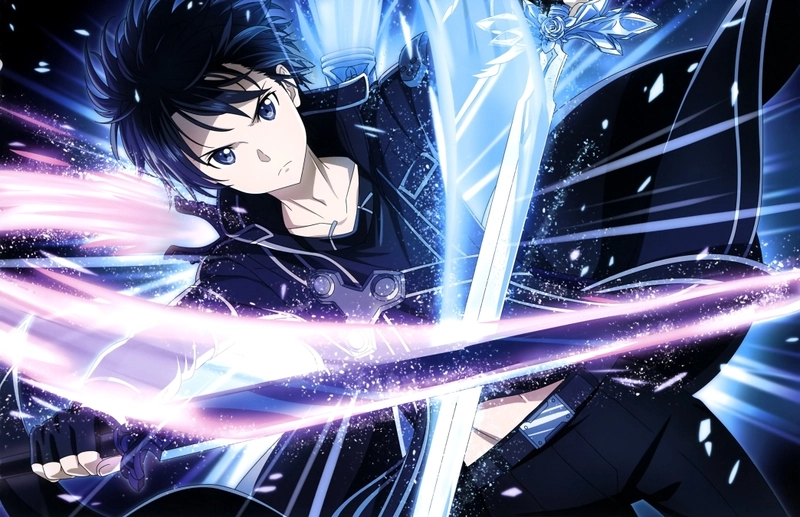 Anime Kirito nổi bật với phong cách chiến đấu