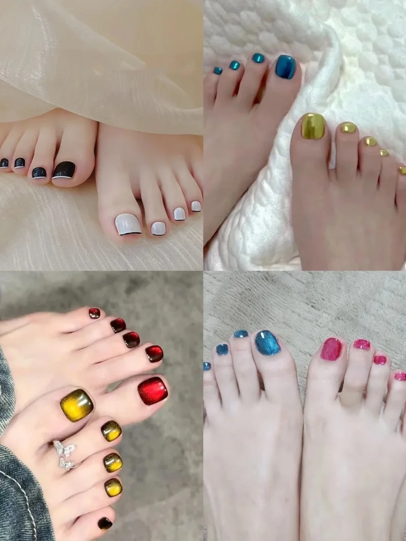 Gọn nhẹ nhưng vẫn nổi bật với mẫu nail chân đơn giản cho da ngăm