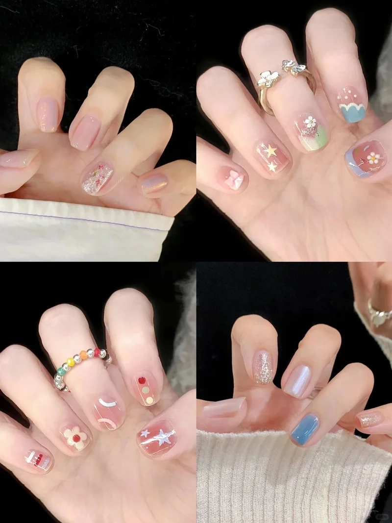 Style nhẹ nhàng cùng mẫu nail đơn giản móng ngắn hợp trend
