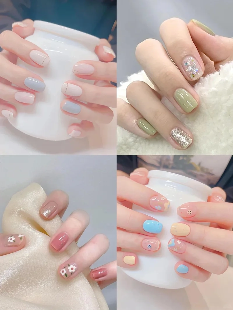 Tỏa sáng nhẹ nhàng với móng ngắn đơn giản