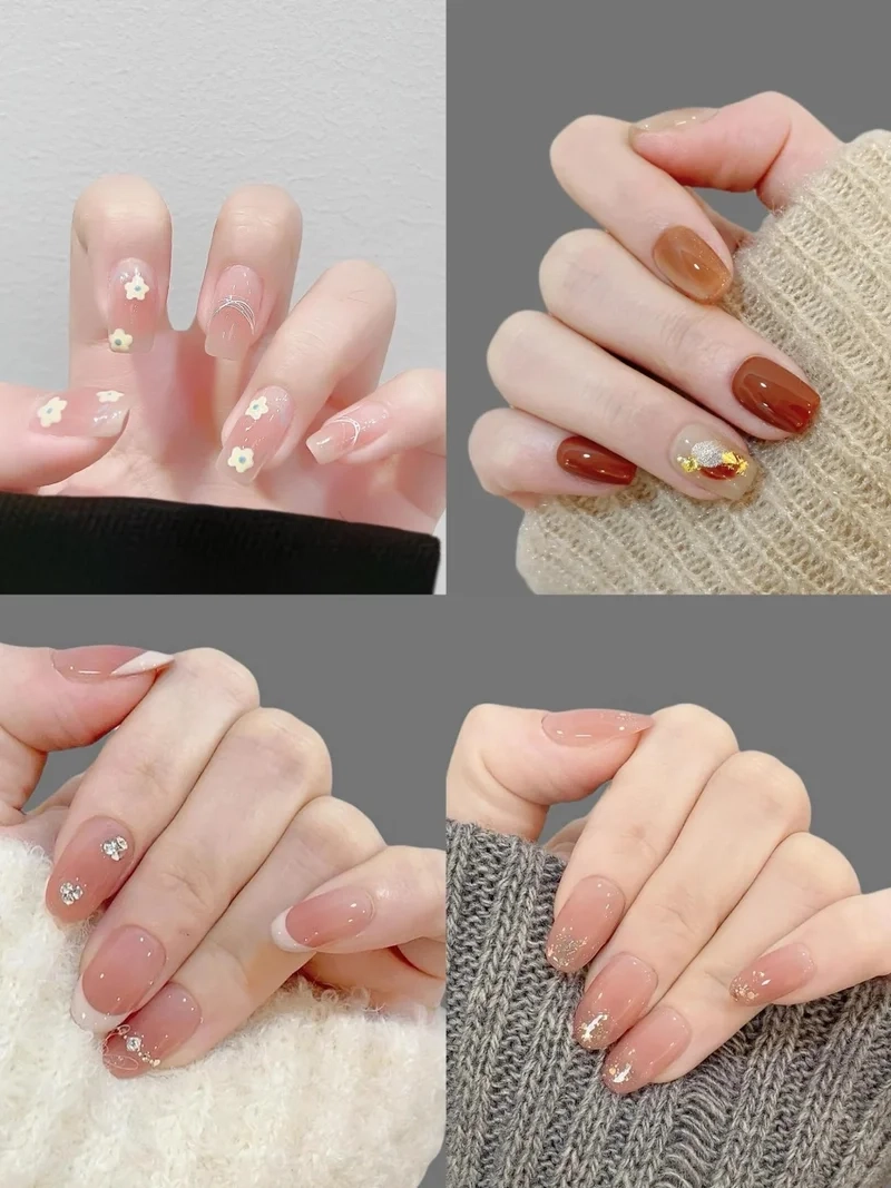 Lấp lánh quyến rũ với mẫu đính đá cho móng tay ngắn