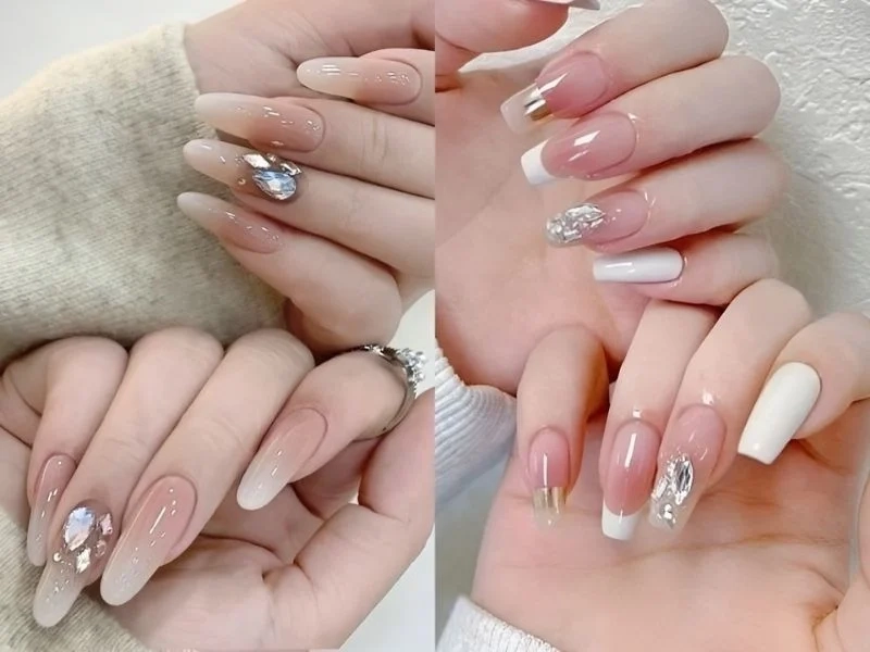Biến tấu ngón tay lung linh với nail đính đá