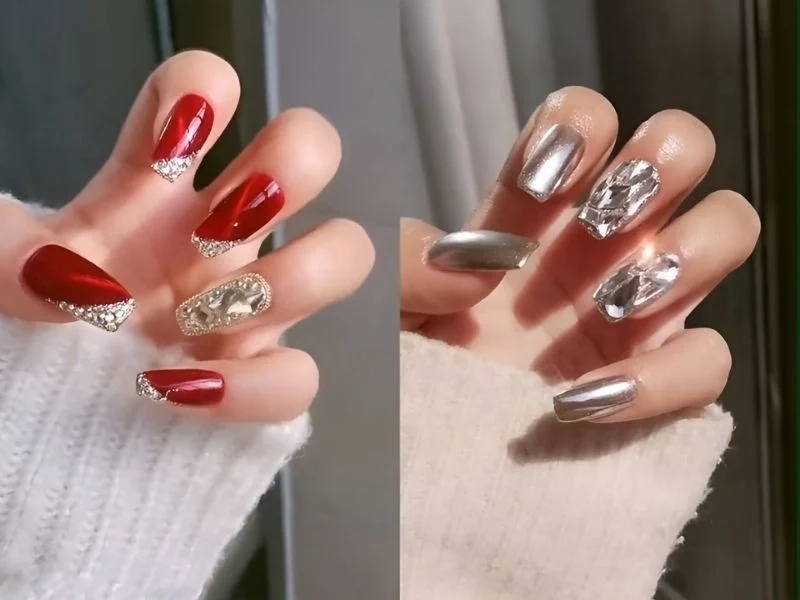 Gợi ý mẫu móng tay đính đá sang xịn cho nàng