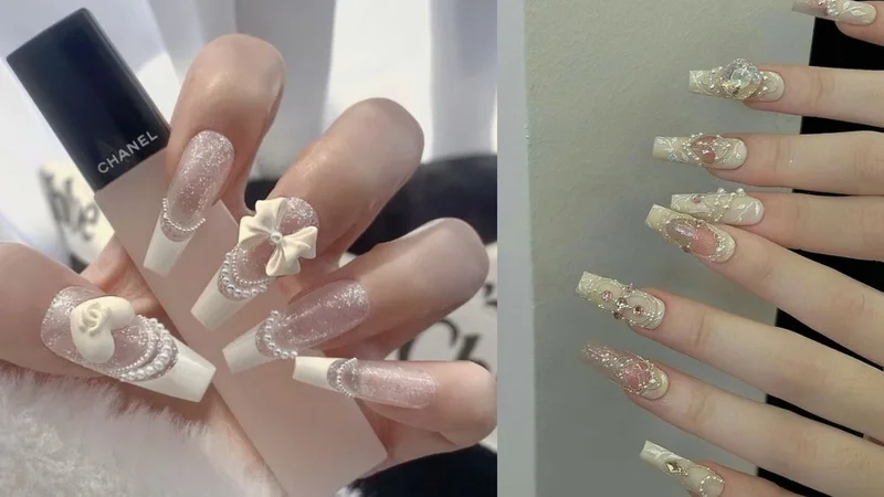 Mê mẩn với vẻ đẹp thanh lịch từ nail tay đính đá