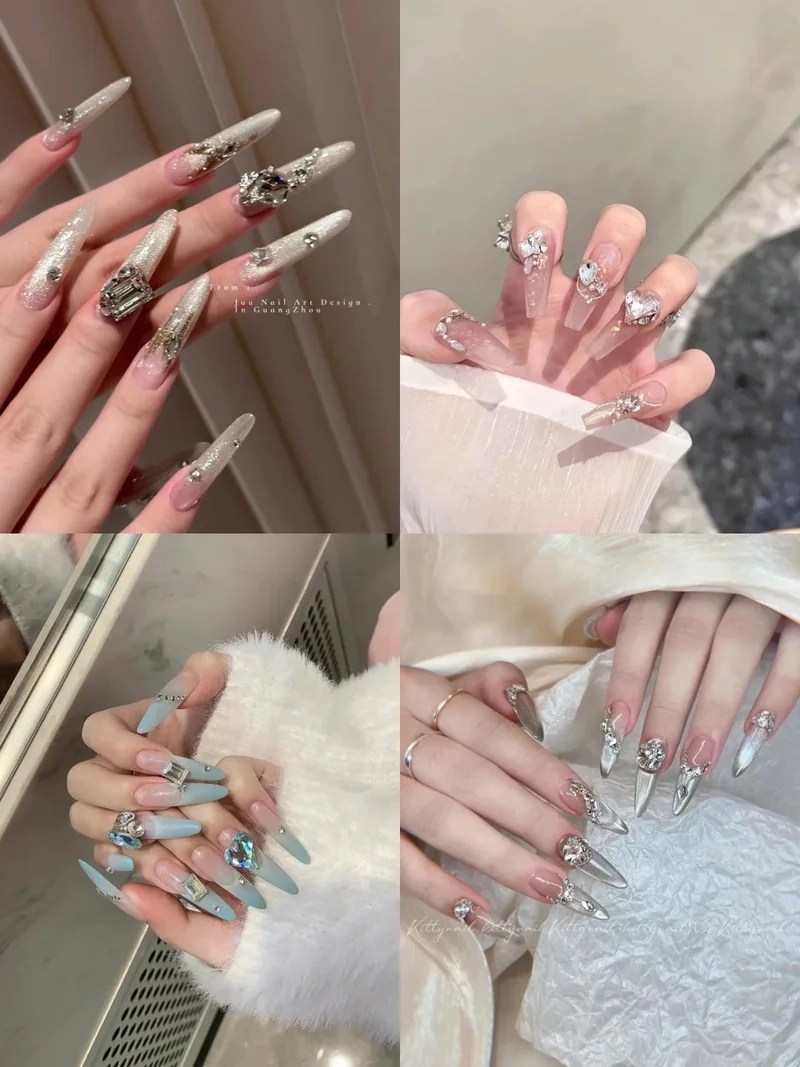 Nàng thích sự tinh tế thì đừng bỏ qua các mẫu đính đá móng tay đơn giản
