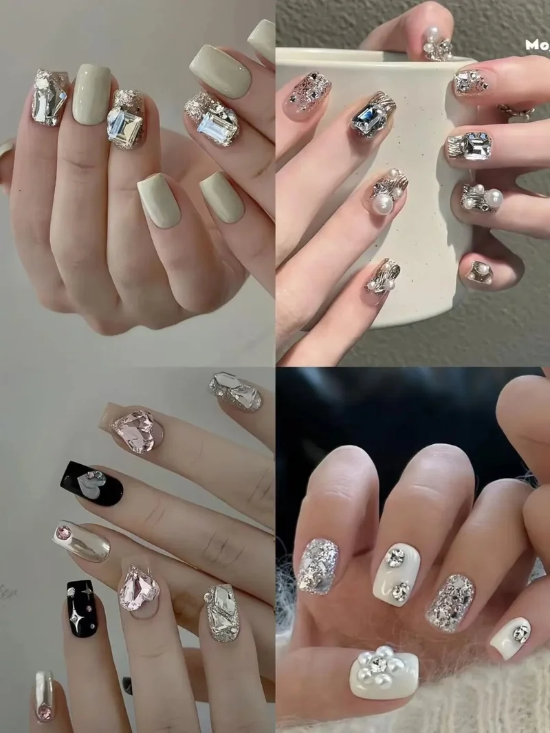 Lưu ngay hình ảnh móng tay đính đá đẹp chuẩn salon