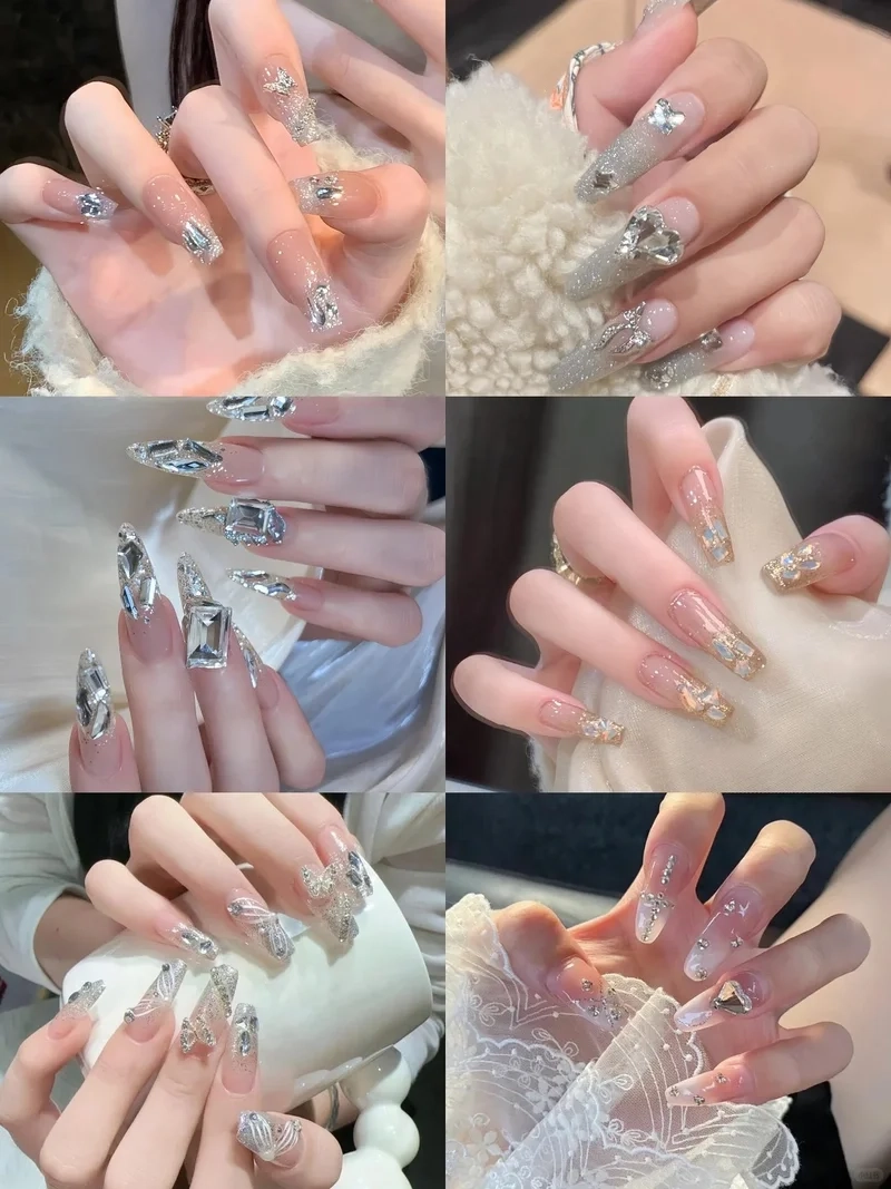 Gợi ý màu nail đẹp tôn da đính đá sang trọng