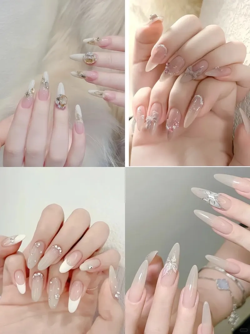 Mẫu nail tinh tế với mẫu nail sơn đầu móng trắng