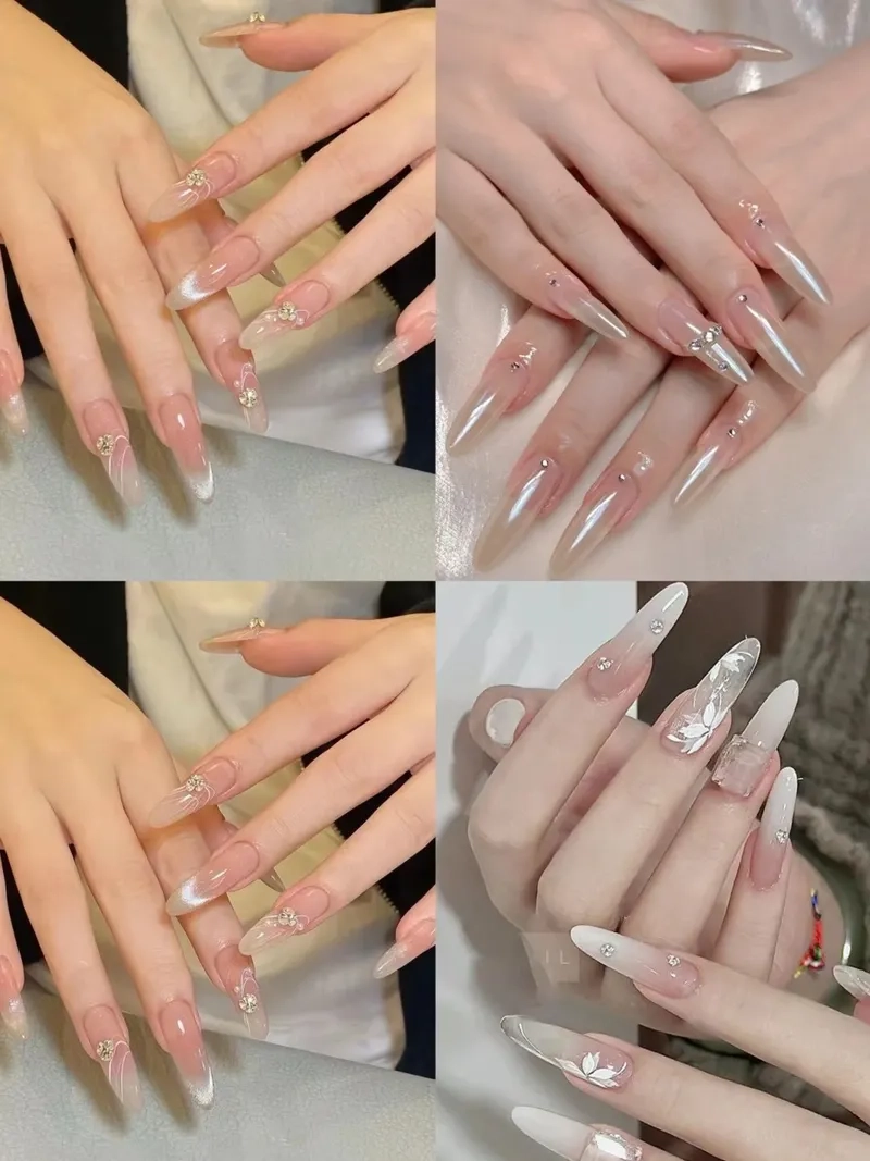 Tạo điểm nhấn độc đáo với mẫu móng đầu trắng
