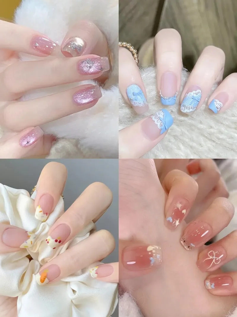 Xu hướng mẫu nail tết cho móng ngắn nhẹ nhàng mà sang