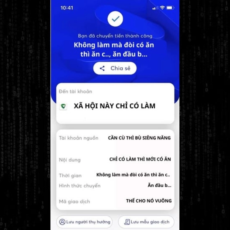 Meme chuyển tiền cực kỳ thú vị và hài hước, khiến bạn phải bật cười